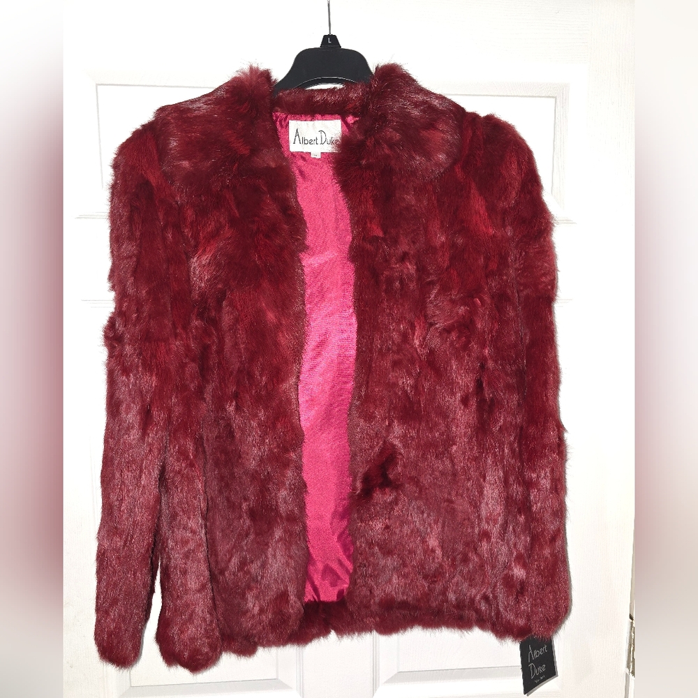 Vintage Albert Duke Raspberry like Colored Rabbit Fur Winter Jacket - Small